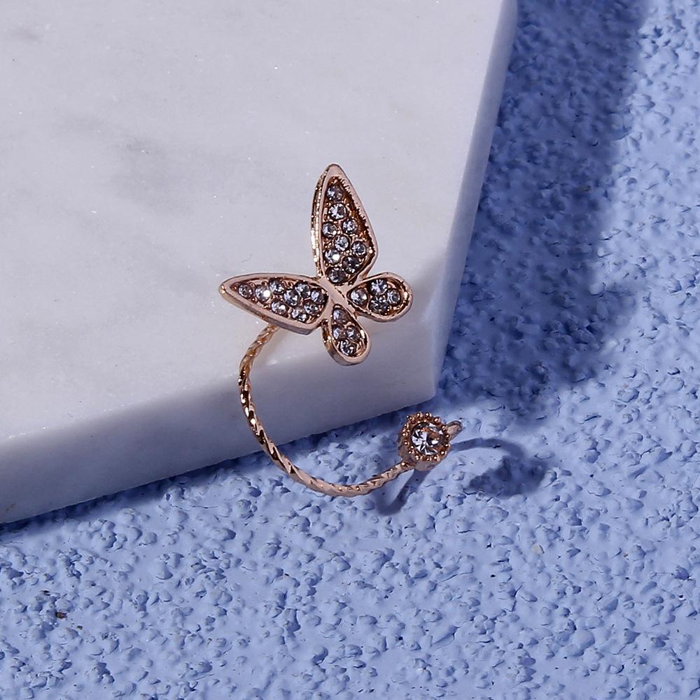 1 Piece Gold Color Butterfly Ear Clips Fashion Personalized Zircon Insect Ear Cuff Clip Earrings for Women Girls