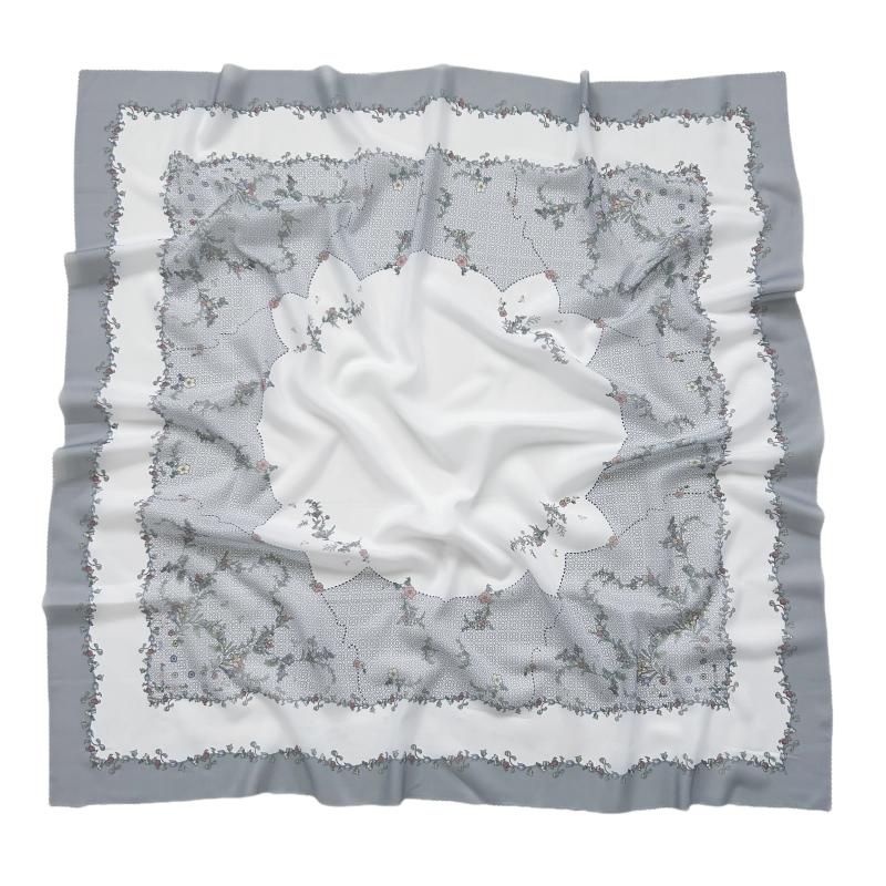 48Colors Malaysia Tudung Bawal Flower Print Hijab Laser Cut Edge Headscarf Premium Cotton Voile Soft Fashion Muslim Square Scarf