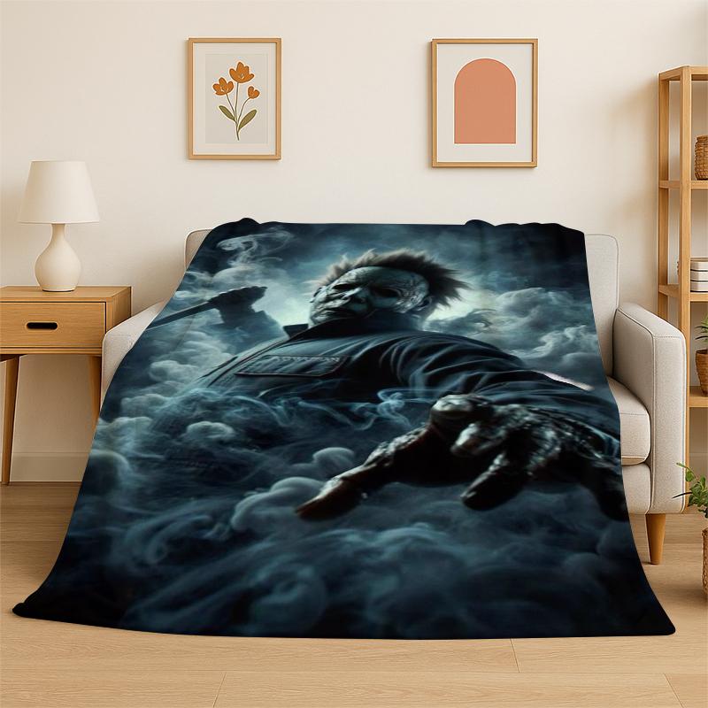 Horror Movie Character Chucky S-Scream Cartoon Flannel Blanket Soft Warm Throw Blanket for Bedroom Living Room Bed Travel Gift