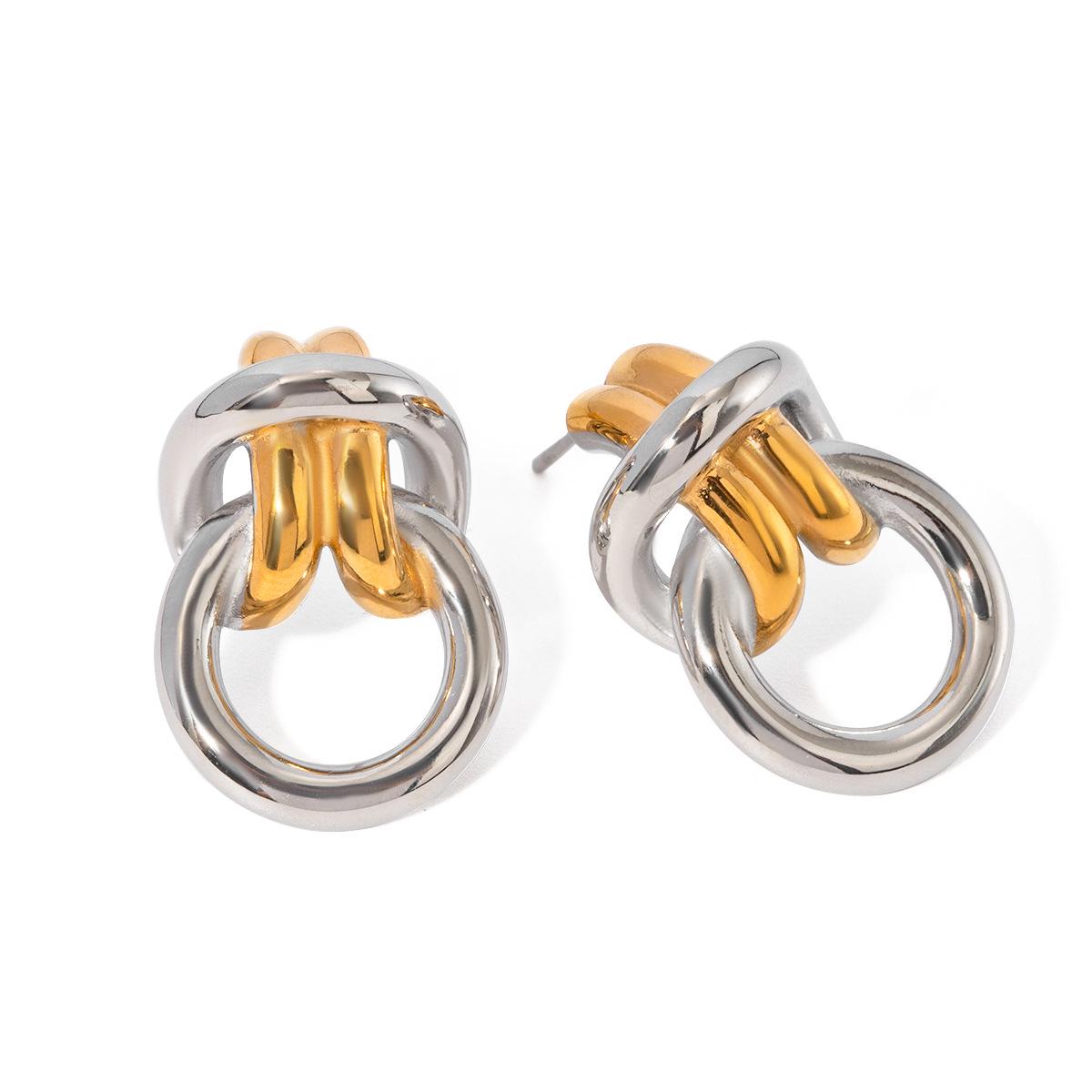 

Trendy 18K Gold & Silver Knot Earrings - Non-Fading Stainless Steel Jewelry