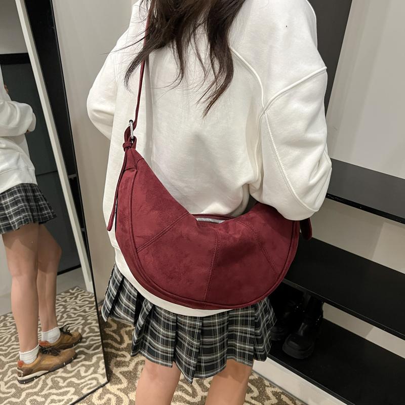 Women Fashion Faux Suede Soft Handbags and Purses Vintage 2024 Winter New Trend Y2K Underarm Bag Lady Shoulder Bag