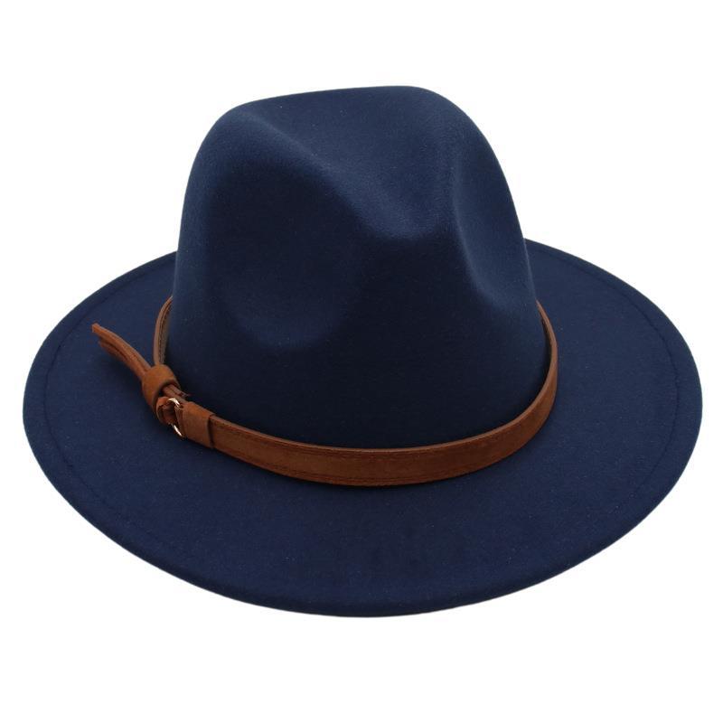 Gentleman'S Top Hat Vintage Jazz Hat Men'S And Women'S Elegant Felt Hat Belt Buckle Tweed Hat Light Luxury