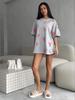 Maglietta casual da donna con scollo a V e stampa a cuore, estiva, a maniche corte, in cotone, da donna, basic, magliette, abbigliamento da donna