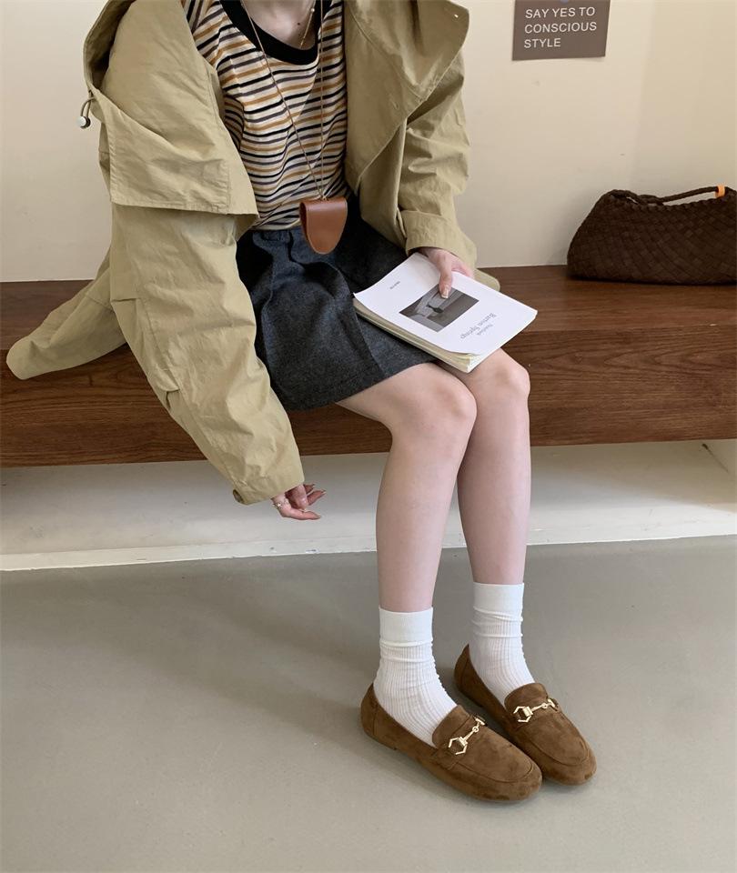 Doudou Shoes Soft Sole Comfortable Versatile Casual Ladyshoes One Pedal Driving Shoes Flat Loafers Women's Single Shoes