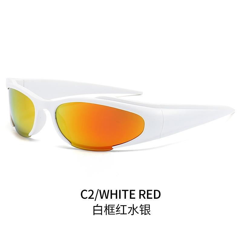 2023 Unici UV400 Logo Personalizzato Sportivi Alla Moda Occhiali da Sole Occhio di Gatto Sportivi Equitazione Y2k Avvolgenti Occhiali da Sole
