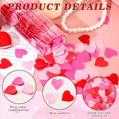 Valentine's Day Heart Paper Confetti, Red Heart Tissue Wedding Decorations Valentine Party Confetti Sprinkles Hearts
