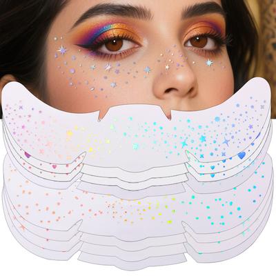 Adesivo de Tatuagem Adesivo de Rosto Metal Passar a Ferro Laser Sarda Glitter Estrelinha Adesivo Maquiagem Avançada Adesivo de Tatuagem