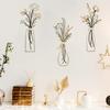 Set of 3 Metal Floral Wall Hangings Minimalists Flower Vases Line Art Wall Decors Sculptures for Living Room and Bedroom
