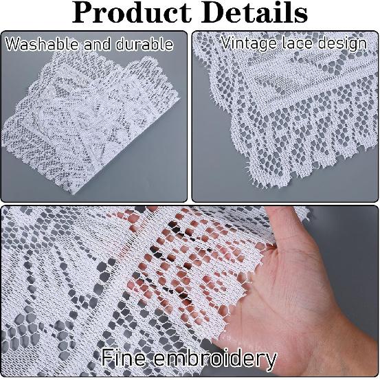 2 Pcs Rectangle Lace Placemats for Tables, Handmade Crochet Doilies Vintage Floral Embroidered Table Runners for Wedding Tea Party Home Decor, 12x17