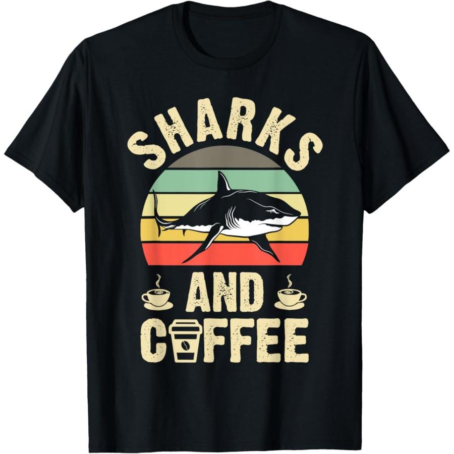I like Sharks & Coffee Funny vintage Pet theme lover gift T-Shirt S