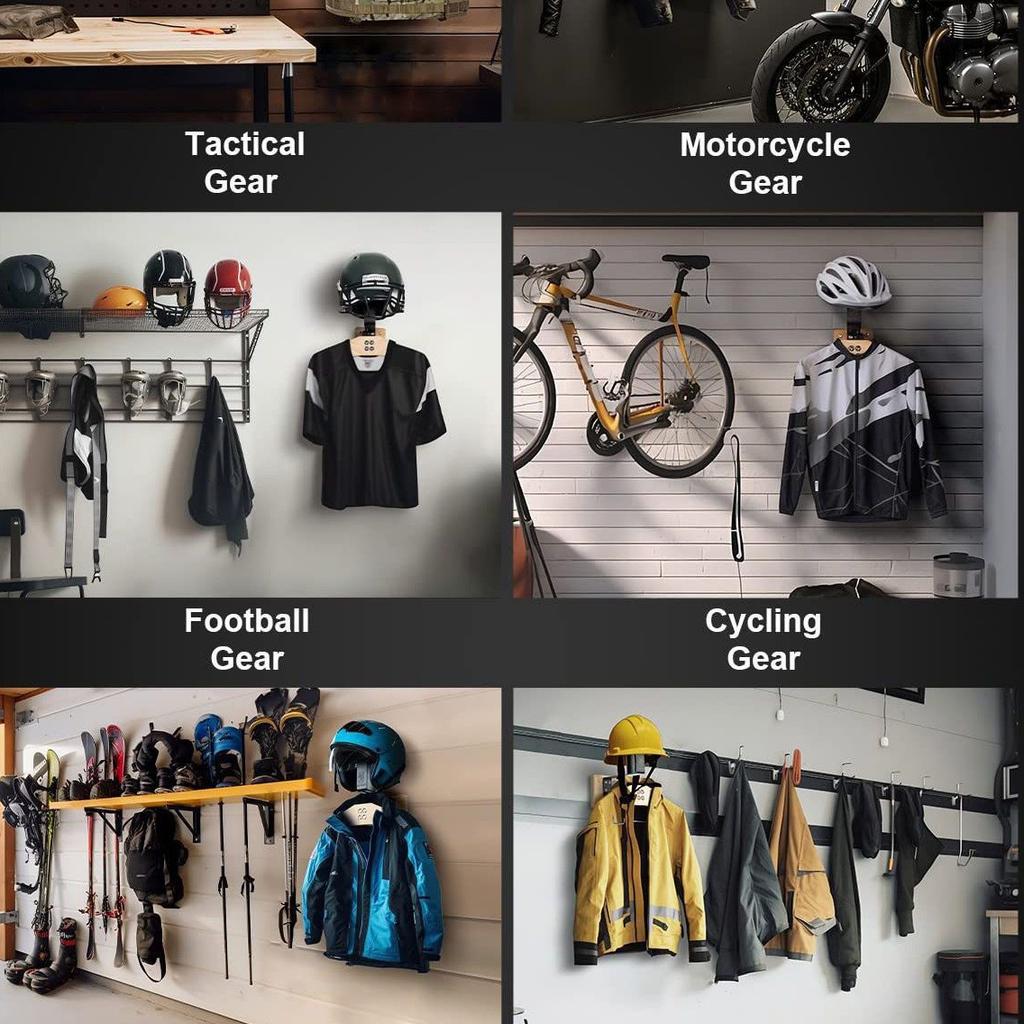 Multifunktionales wandmontiertes Lagerregal mit Helmhaken Sportgeräte Kleiderbügel Und Hut Wandhalterung
