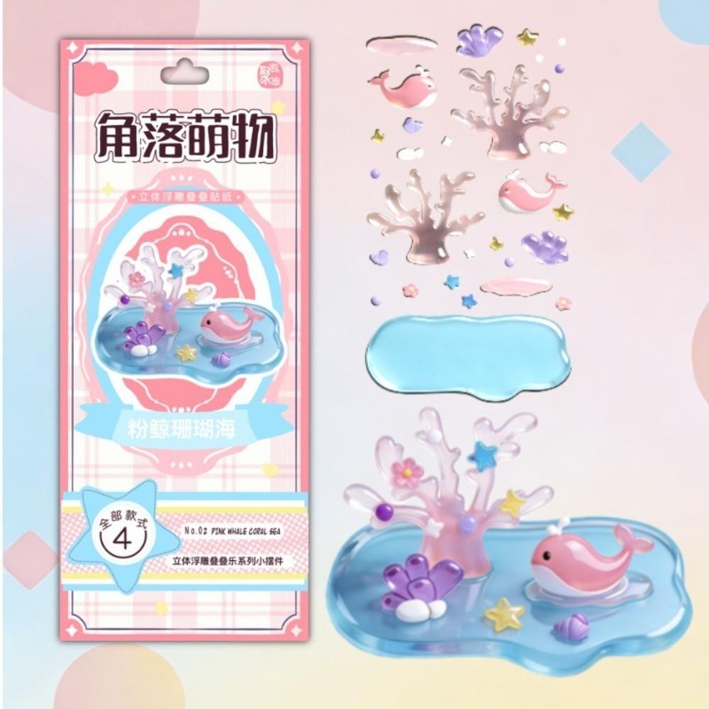 Drop Glue 3D DIY Crystal Stickers Whale Relief Ornament Stickers Cartoon Stacking Stickers  Office