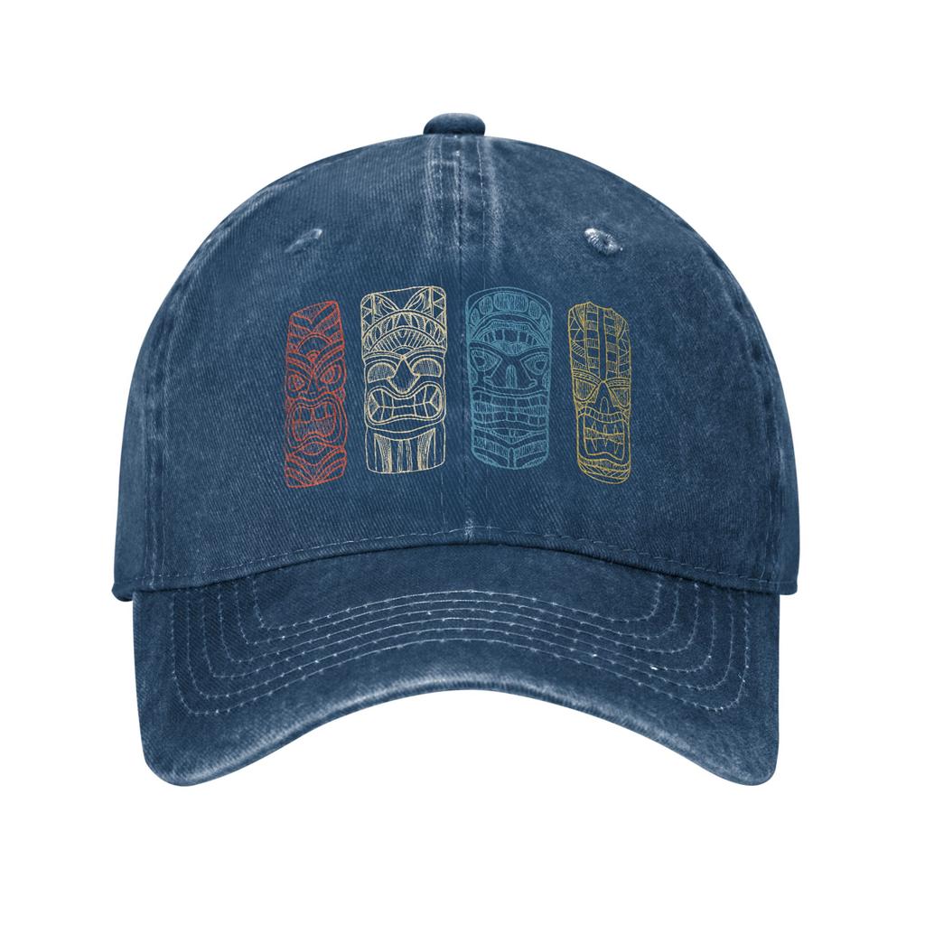 Tiki Hawaiianisch Polynesische Maske Vier Totems Gewaschene Baseballkappe Street Style Sonne Weiblich Männlich Jagd Camping Baseballkappen
