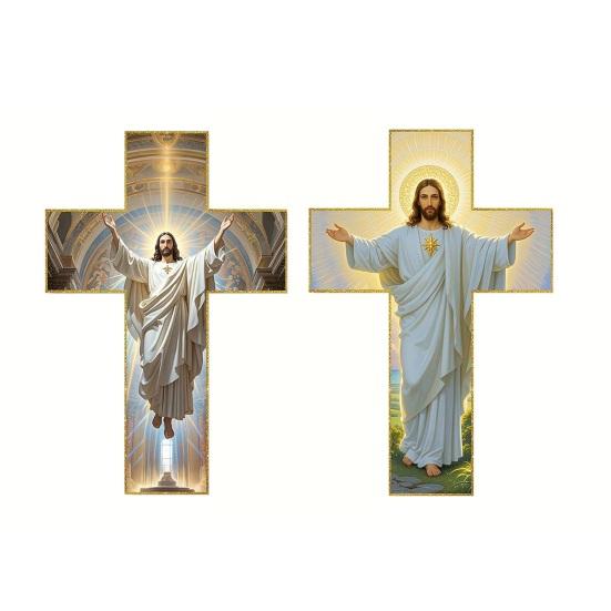 Jesus Kristus Veggdekorasjon 2D Flat Akryl Frelser Veggkunst Hjemmekontor Stue Soverom Veggoppheng Kristent Religiøst Ornament