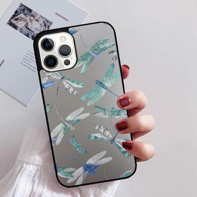 

Роскошный чехол для телефона «Стрекоза» для iPhone 11, 12, 13, 14 Pro Max mini XR XS SE 2020 6, 7, 8 Plus, Samsung S21 S22, чехол Fundas Samsung S22ultra