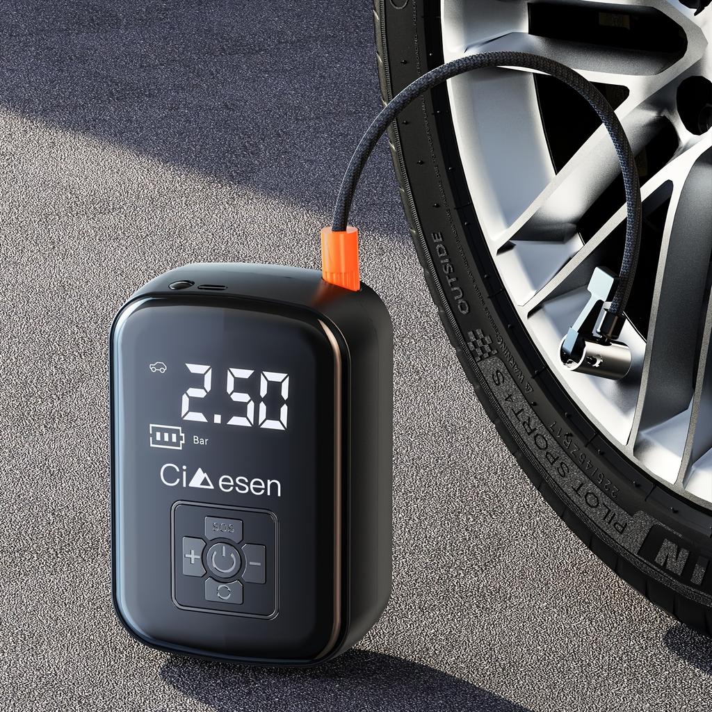 Portable Tire Inflator Digital Display Multifunctional 3 Nozzle Adapter