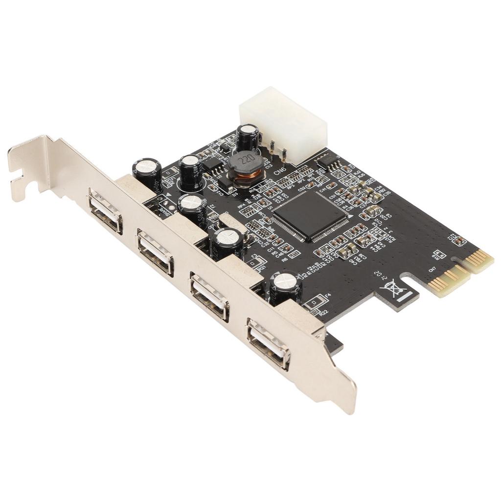PCIe to USB2.0 Expansion Card 4 Ports 4 Pin Power 480Mb s Easy Installation USB 2.0 Expansion Card for Desktop Chassis