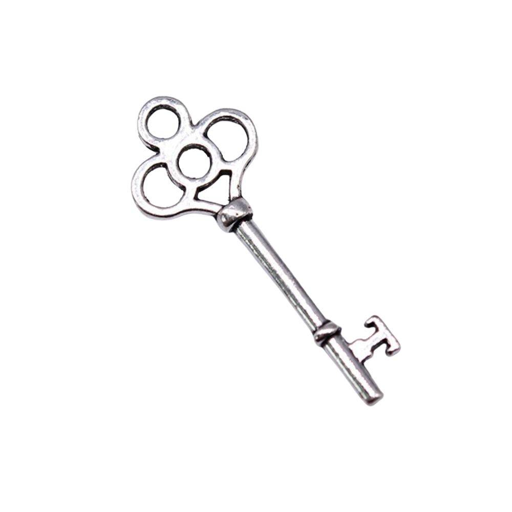 

40шт Ключ Амулеты Амулеты Античное серебро Цвет Цинковый сплав 25X10mm