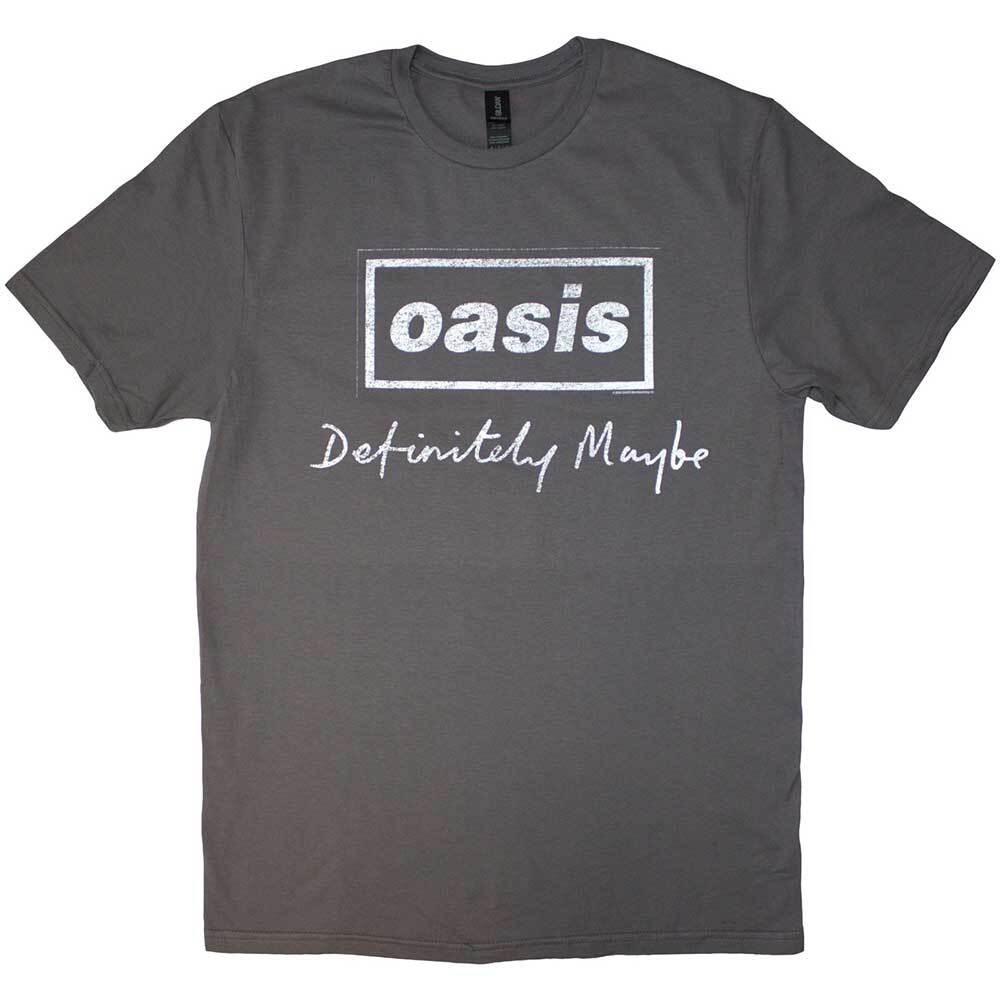 Oasis T-Shirt Definitely Maybe Noel Liam Gallagher Official Band Logo New Grey