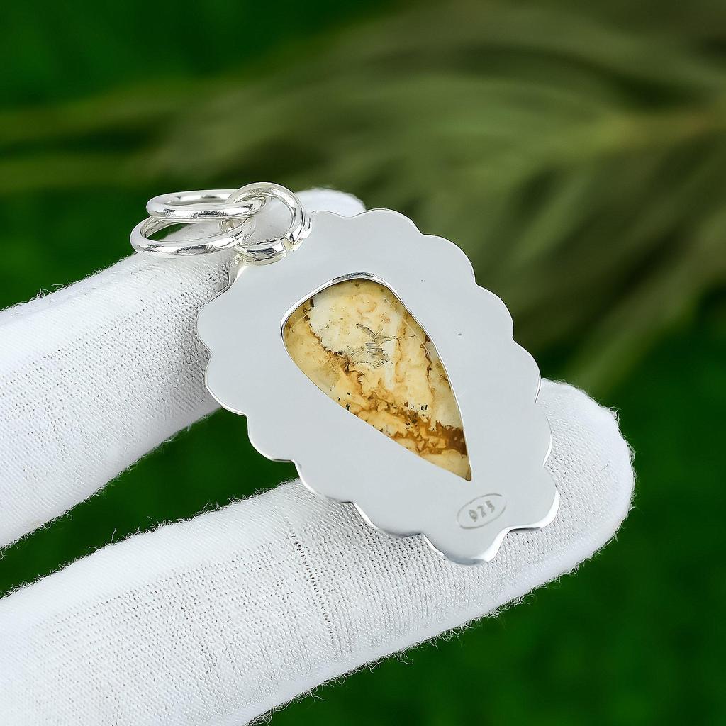 925 Silver Pear Picture Jasper Gemstone Sister Anniversary New Pendant Jewelry