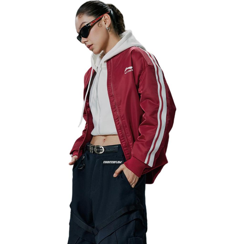 Li Ning Loose Fit Baseball Collar Cotton Jacket Unisex Jackets AJMV295-3
