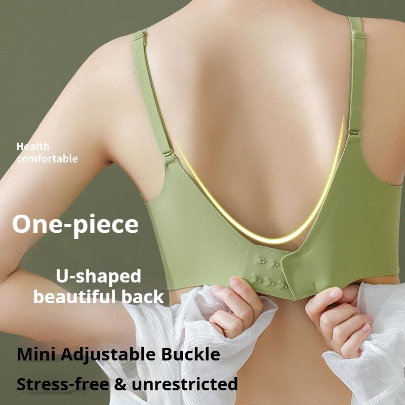 Seamless Latex Underwear Women's Summer Thin Section Without Steel Ring Small Breasts Gathered Breasts Anti-sagging Sports Bra
