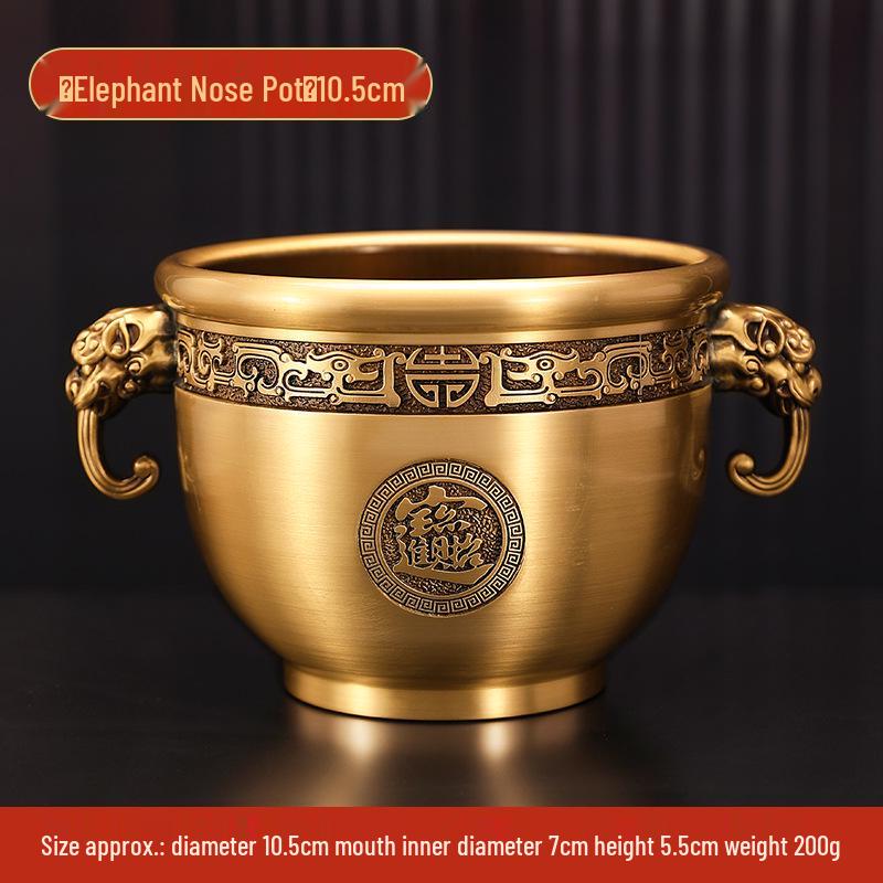 

Медный горшок в виде хобота слона для богатства - Декоративный горшок из цельной меди для офиса или гостиной