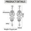 Retro Palace Ear Clips Big Luxury Rhinestone Bridal Earrings Elegant Sparkling Crystal Hanging Drop Party Wedding Jewelry Gift