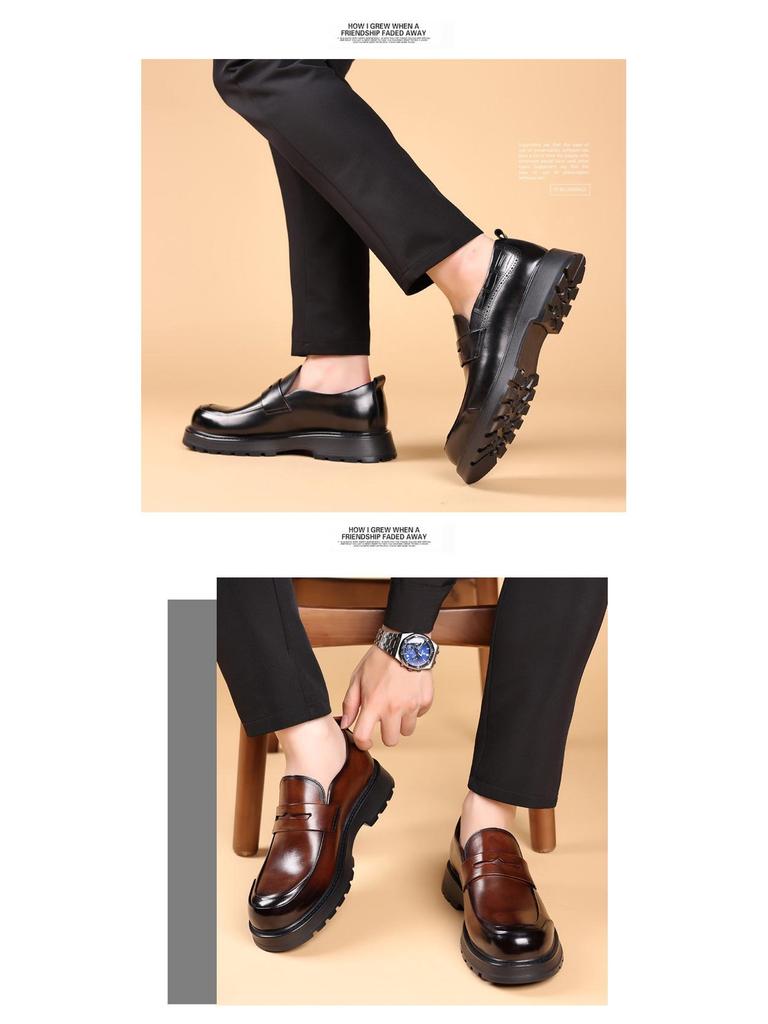 Pánské mokasíny z pravé hovězí kůže, ležérní business boty se silnou podrážkou