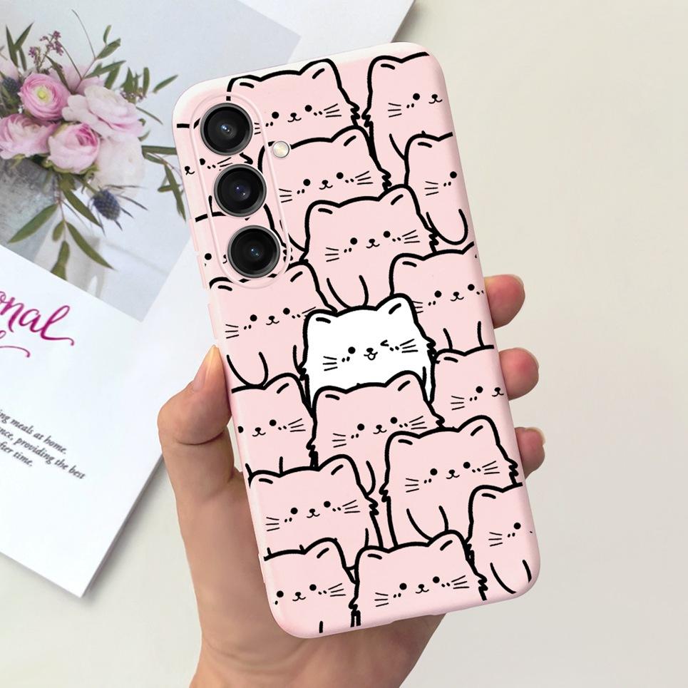 For Funda Samsung Galaxy A35 A25 2023 5G Case SM-A356B SM-A256B Black Cat Moon Night Fashion Coque Etui Matte Silicone Housing