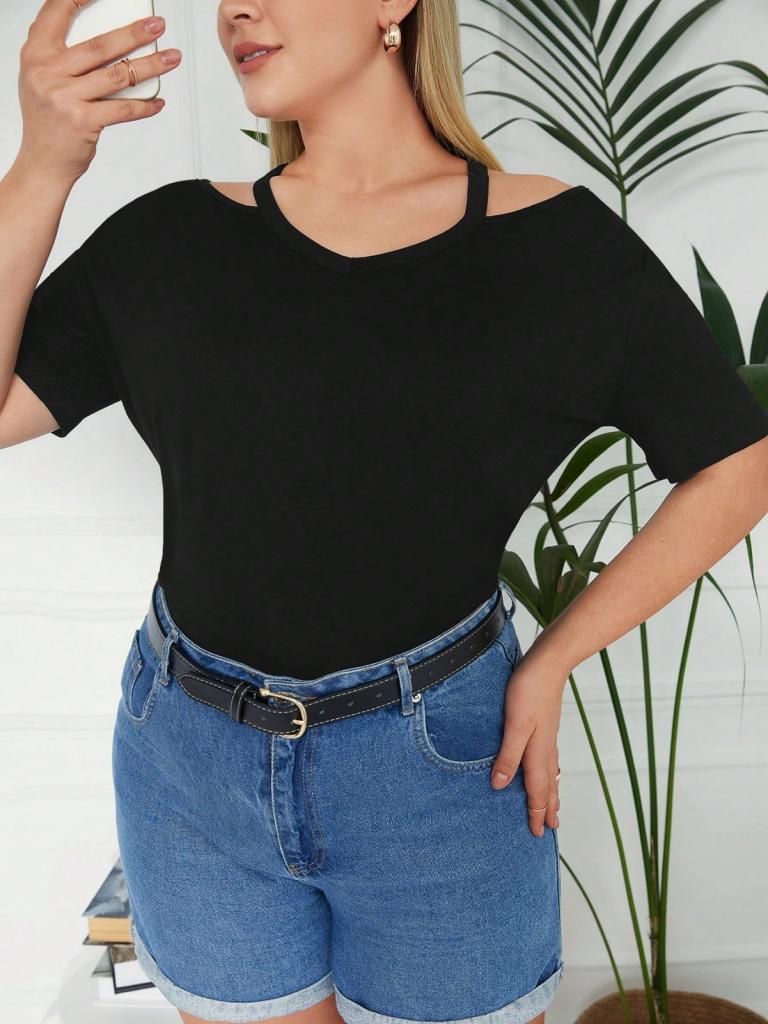 

Women s Short Sleeve Collar Stripe Detail V-Neck Viscose Plus Size Blouse