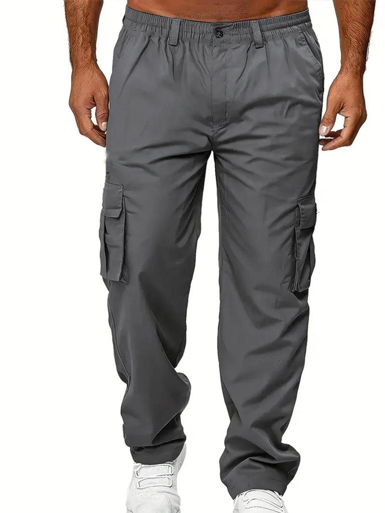 Men's Cargo Trousers Casual Multi-pocket Loose Straight Trousers Stretch-waist Spring Autumn Street Outdoor Sports Fitness Pants