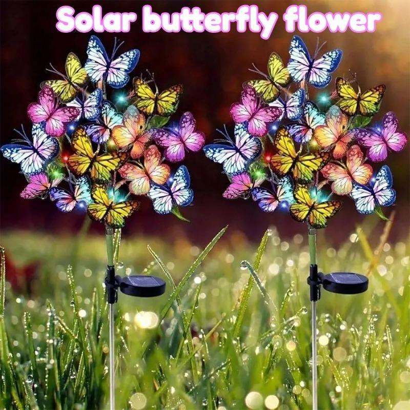 Garden Summer Landscape Lighting Outdoor Solar Light Camping Wedding Party Christmas Decor Lawn Lamp LED Simulation Butterfly Sunflower