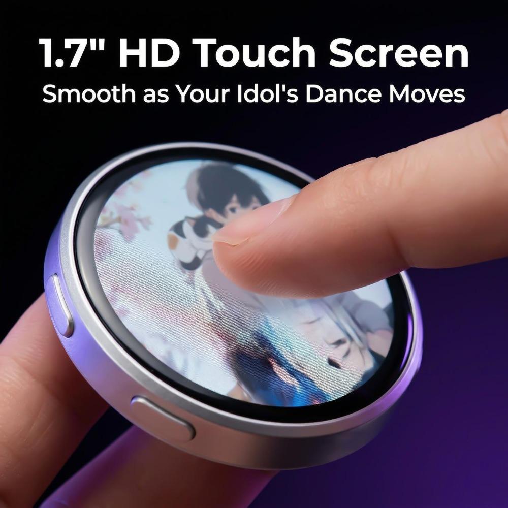 Anime E-Badge Display Pin 1.7 Inch Touch Screen LED Button Collectible Cyber Dynamic Images GIFs Short Videos Gift for Friends