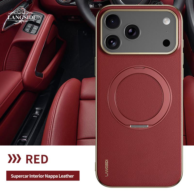 

Magnetic Leather for Magsafe Case for iPhone 17 Pro Max Air 17Pro Ring Lens Protection Holder Phone Back Cover iPhone17