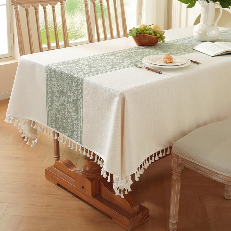 Nordic Light Luxury Tablecloth Imitation Cotton And Linen Fringed Long Dining Table Cloth Coffee Table Christmas Dust Tablecloth Mat