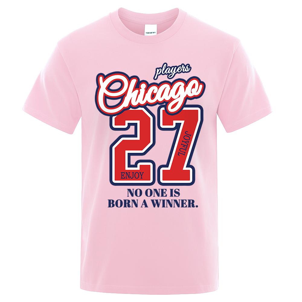 27 Number No One Is Born Winner Print Male Tshirt Oversized Loose T Shirts Cotton T Shirts Hip Hop Breathable T-Shirt Couple