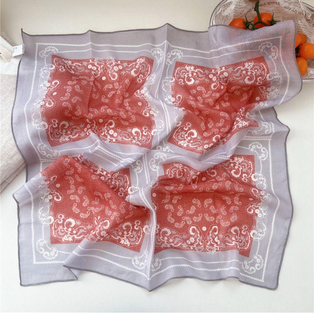 Floral Cotton Linen Print Scarves Cashew Square Handkerchief Simple Small Square Scarf  Outdoor