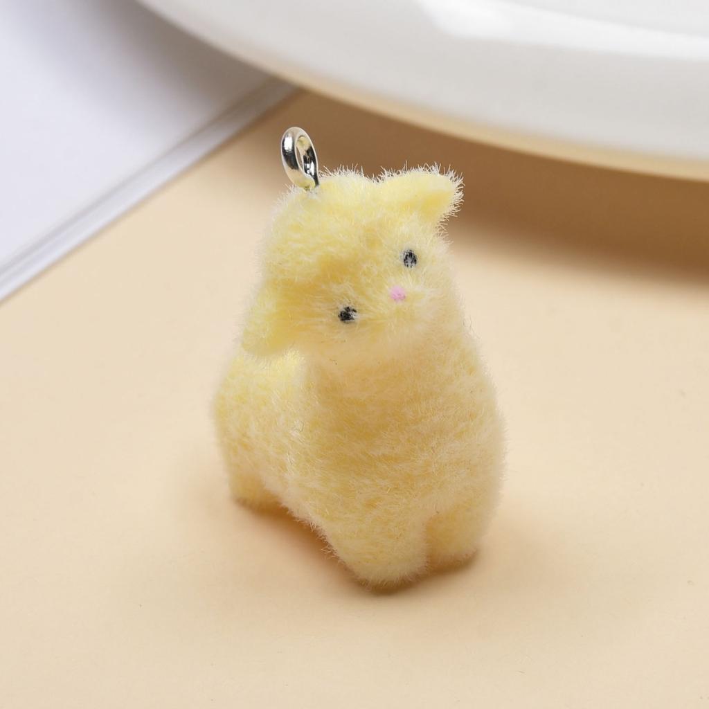 Resin Flocking Cute Three-dimensional Cat Keychain Pendant Car Key Chain Pendant Bag Pendant