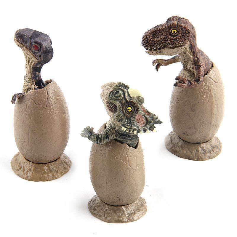 Dinosaur Figurine Set of 3 Half-hatched Dinosaur Eggs with Base