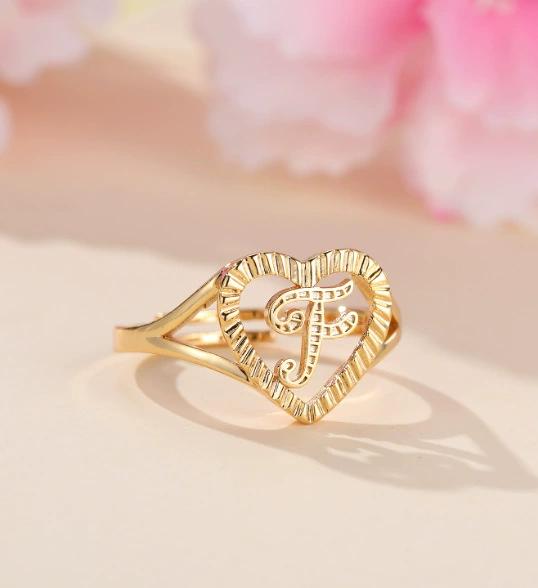 1pc Vintage Hollow 26 Letter Adjustable Ring Fashionable Casual Couple Accessory