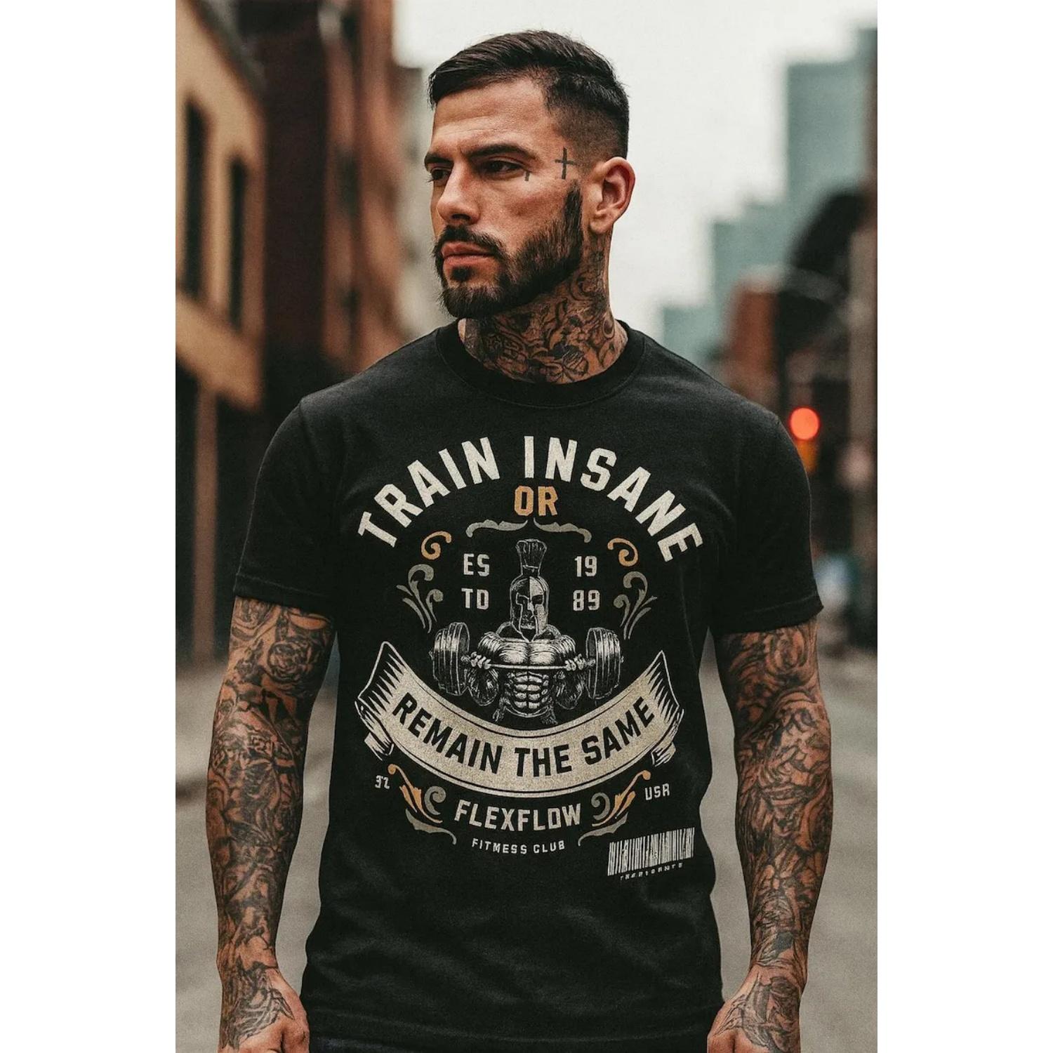 Train Insane or Remain The Same Spartan T-Shirt  Gym Motivation  Fitness & Bodybuilding Streetwear Tee S чёрный