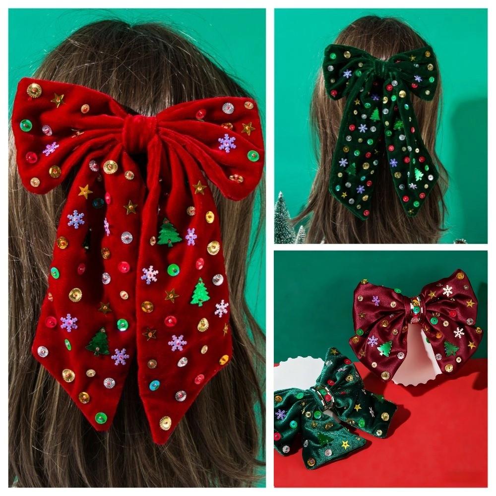 Button Xmas Barrettes Snowflake Velvet Bow Hairpin Exquisite Christmas Hair Clip  Christmas