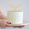 Christmas Antlers Shape Cake Topper Acrylic Dessert Decor For Holiday Party Shower Birthday Muffin Decoration Silver