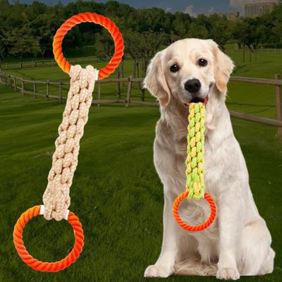 Hand Woven Double Loop Weaving Pet Dog Chew Toy, Grind Teeth, Clean Teeth, Interactive Drag Rope Game, Used for All Dog Breeds
