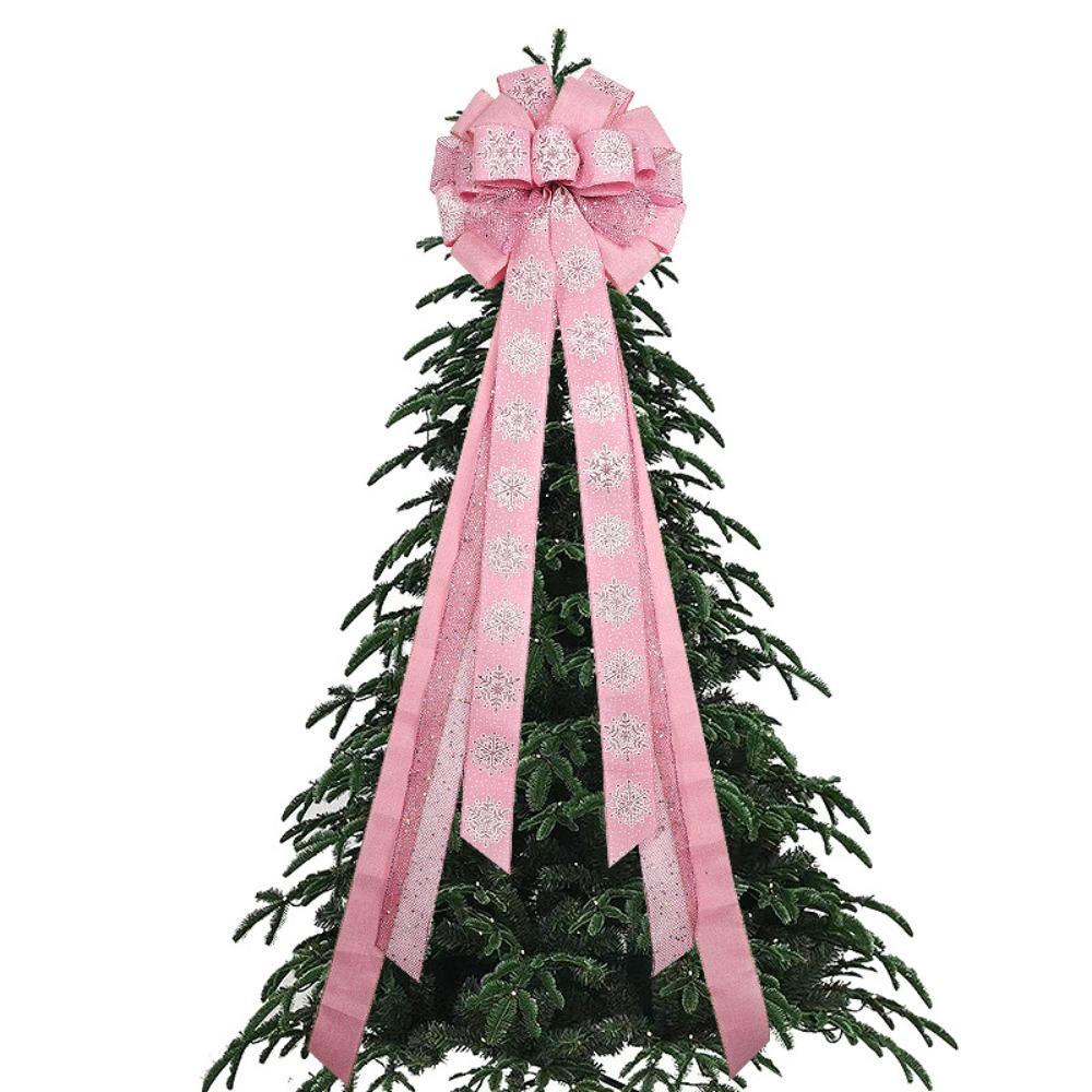 Big Size Snowflake Christmas Decorations Overlock Wire Ribbon Knot Bow Tie Ribbon Linen Ribbon Pendant Style DIY Creative Bow