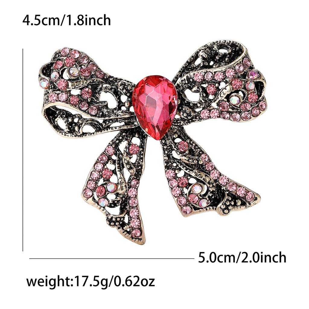 Vintage Rhinestone Bow Brooch for Women Unisex Office Party Friend Gifts Jewelry Accessories