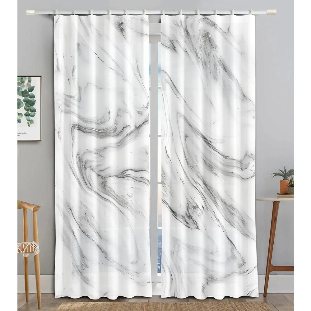 Modern Abstract Gilter Marble Texture Thick Blackout Curtains for Living Room Bedroom Various Color Patterns High Shading Drapes