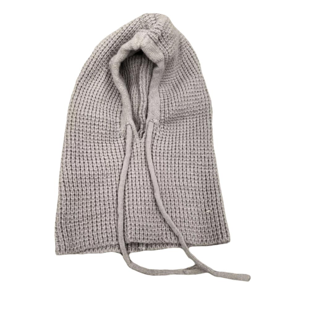 Warm Drawstring Balaclavas Hat Solid Color Winter Neckerchief Drawstring Knitted Hat Streetwear