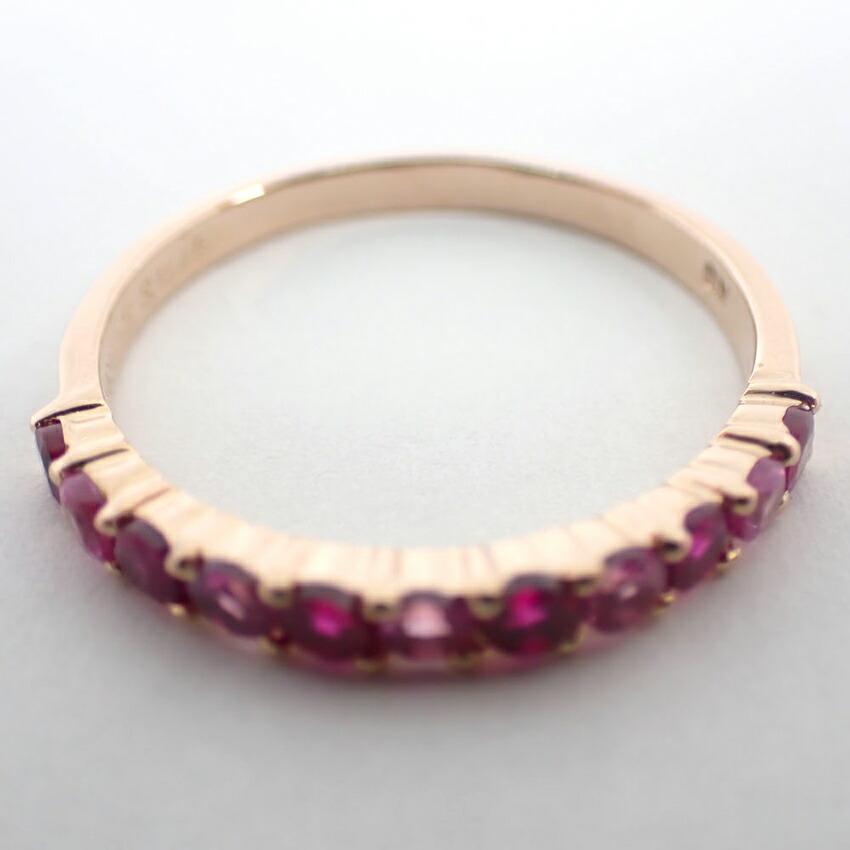 [Pre-owned] K18PG/Ruby/Pink Sapphire/Half Eternity Ring/Size 18/j53-1